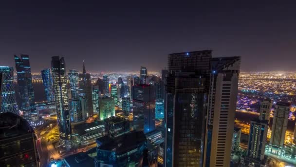 Niebo obszaru West Bay od góry w Doha timelapse, Katar. — Wideo stockowe