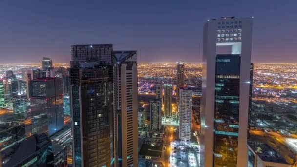 Lo skyline della zona di West Bay dall'alto a Doha timelapse, Qatar. — Video Stock