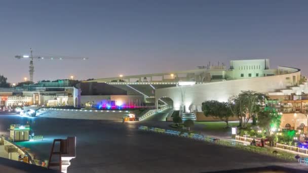 Anfiteatro en Katara pueblo cultural noche timelapse, Doha Qatar — Vídeo de stock