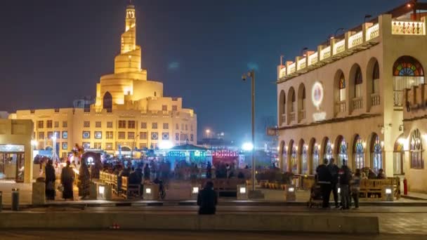 Souq Waqif noite timelapse em Doha, Qatar. — Vídeo de Stock