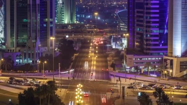 Die Skyline der Westbucht von oben in Doha, Katar. — Stockvideo