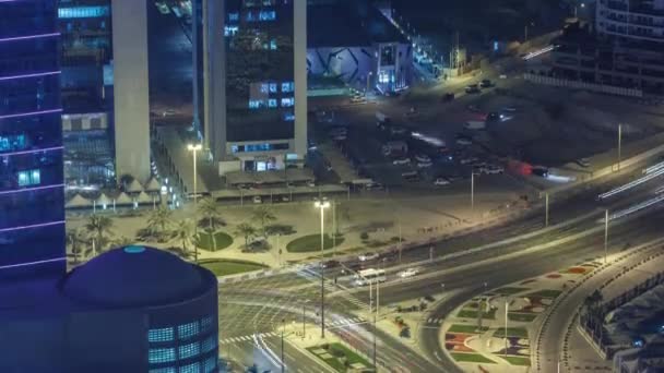 El horizonte de la zona de West Bay desde arriba en Doha timelapse, Qatar. — Vídeo de stock