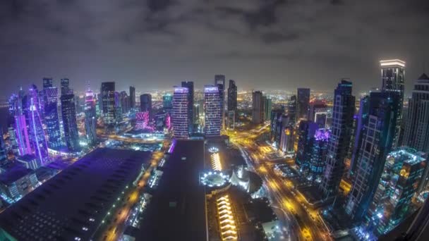 Skyline av West Bay-området från toppen i Doha timelapse, Qatar. — Stockvideo