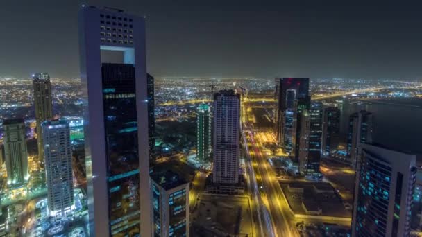 De skyline van de West Bay gebied van boven in Doha timelapse, Qatar. — Stockvideo