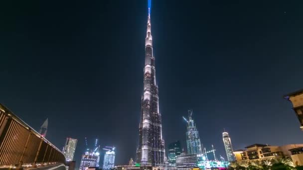 Dubai centro e Burj Khalifa timelapse a Dubai, Emirati Arabi Uniti — Video Stock
