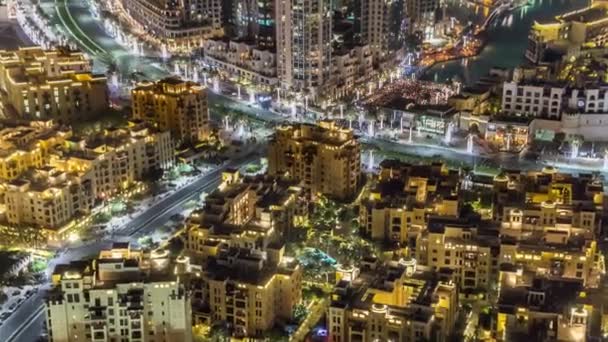 Ovanifrån av den centrala delen av staden timelapse Dubai centrum — Stockvideo