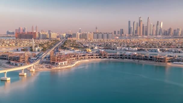 阿拉伯联合酋长国迪拜Jumeirah Palm岛天际线时间. — 图库视频影像