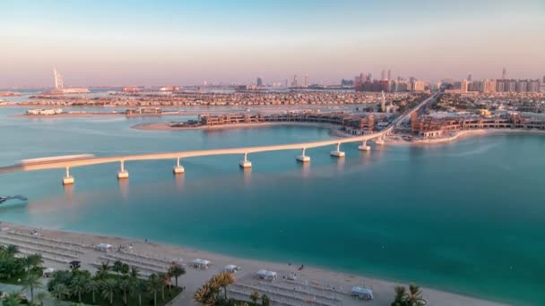 阿拉伯联合酋长国迪拜Jumeirah Palm岛天际线时间. — 图库视频影像