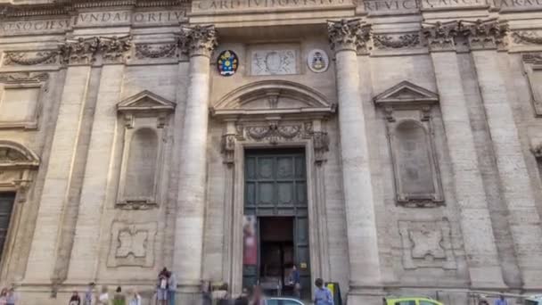 The baroque Church of Saint Ignatius of Loyola at Campus Martius timelapse hyperlapse in Rome, Italy — Stock Video