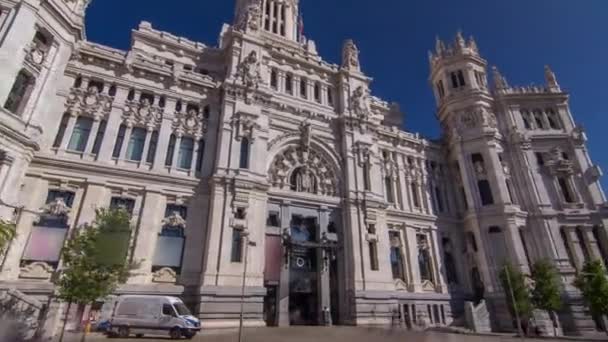 Cibeles Sarayı 'nın zaman atlaması, Madrid Belediye Binası. Madrid 'de, İspanya — Stok video