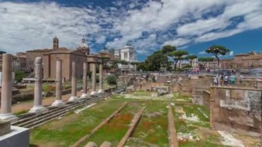 Ancient Roman Forum timelapse hyperlapse, UNESCO World Heritage Site. Rome, Italy