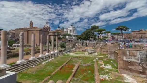 Ancient Roman Forum timelapse hyperlapse, UNESCO World Heritage Site. Rome, Italy — Stok video