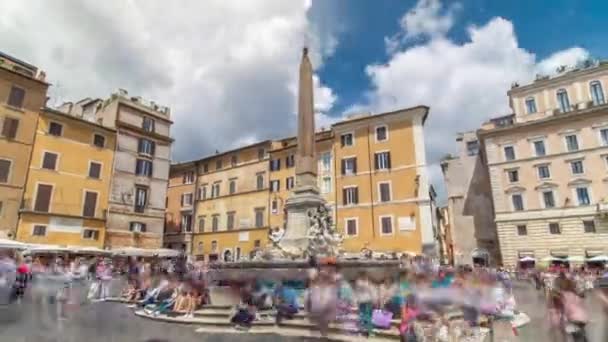 Hiperlapso del lapso de tiempo de la fuente en la Piazza della Rotonda en Roma, Italia — Vídeo de stock