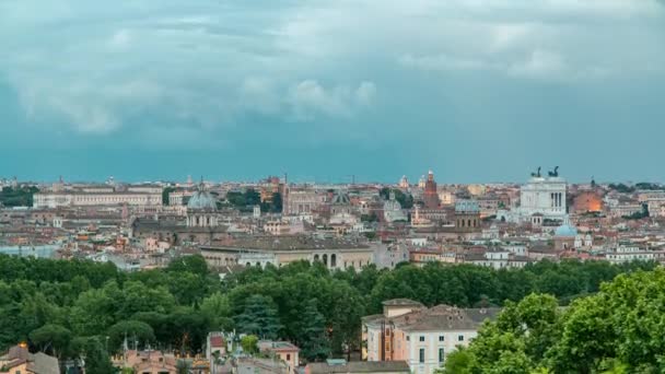 Vista panoramica del centro storico da giorno a notte timelapse di Roma — Video Stock