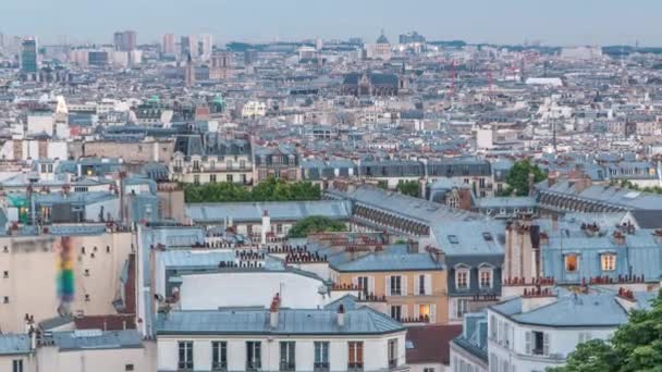 Krásná pařížská městská krajina ze dne na den z Montmartru. Paříž, Francie — Stock video