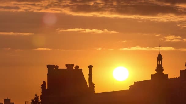 Západ slunce v blízkosti Pont des Arts v Paříži timelapse, Francie — Stock video