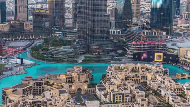 Dubai Downtown day to night timelapse view from the top in Dubai, United Arab Emirates — Stock Video