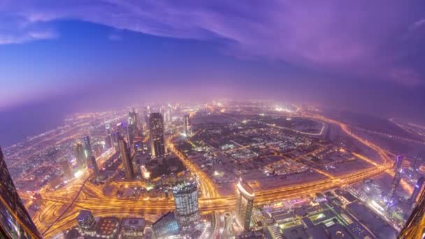 迪拜市区从早到晚都有城市灯火通明 — 图库视频影像
