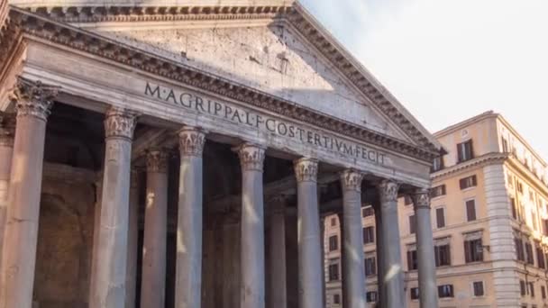 Turisté navštívit Pantheon timelapse hyperlapse v Římě, Itálie. — Stock video
