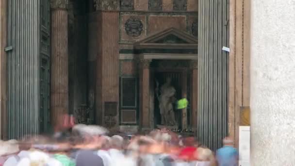 Turistas visitam o Panteão timelapse em Roma, Itália. — Vídeo de Stock