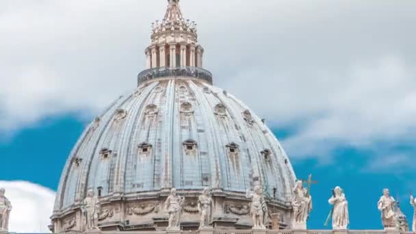 Top van Basilica di San Pietro timelapse in Vaticaanstad, Rome, Italië — Stockvideo