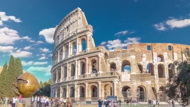 El Coliseo o Coliseo timelapse hyperlapse, también conocido como el Anfiteatro Flavio en Roma, Italia — Vídeo de stock
