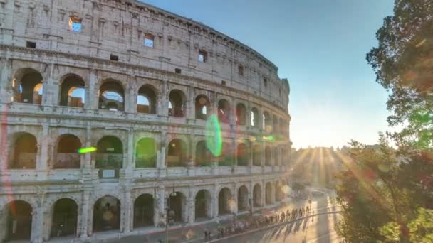 Anfiteatro Coliseo vista al atardecer timelapse vista superior — Vídeo de stock