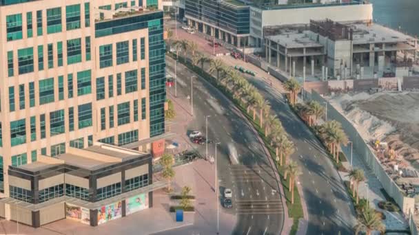 Bay Square okresní timelapse se smíšeným použitím a nízkým vzestupem komplexních kancelářských budov se nachází v Business Bay v Dubaji — Stock video