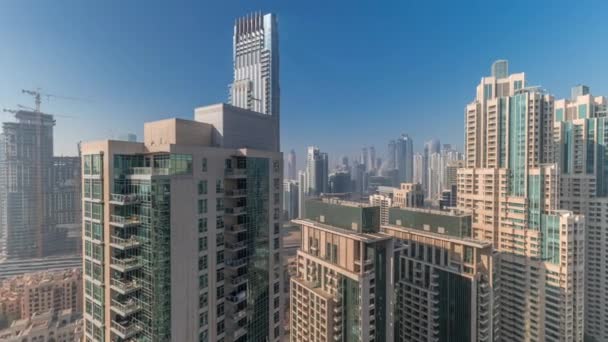 Panorama of downtown Dubai city aerial timelapse — Stock Video