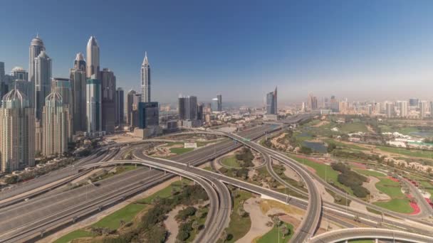 Dubai Marina snelweg kruising spaghetti kruising timelapse — Stockvideo