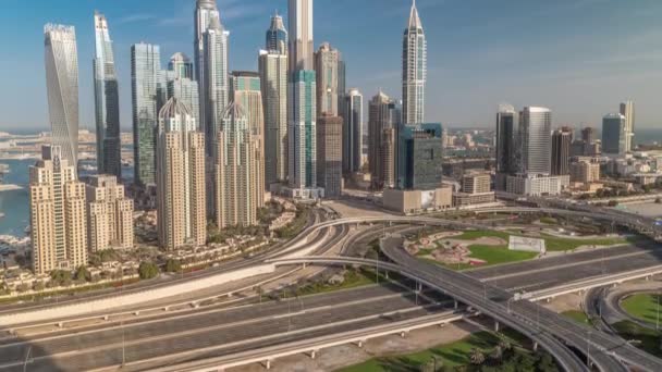 Dubai Marina estrada cruzamento espaguete junção timelapse — Vídeo de Stock