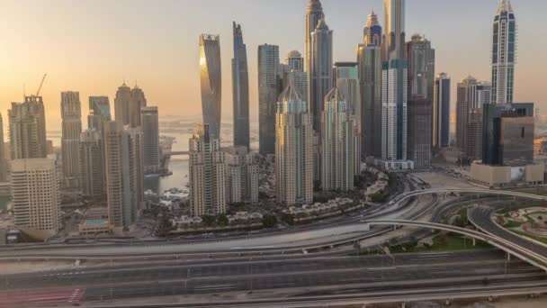 Dubai Marina estrada cruzamento junção espaguete noite timelapse — Vídeo de Stock