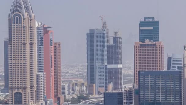 Aerial view of Dubai Internet City area timelapse — Stock Video