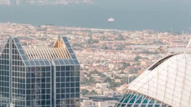 Dubai şehir timelapse, Birleşik Arap Emirlikleri daire ve villa havadan görünümü