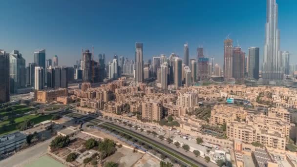 Dubai Downtown timelapse dengan pencakar langit tertinggi dan menara lainnya — Stok Video