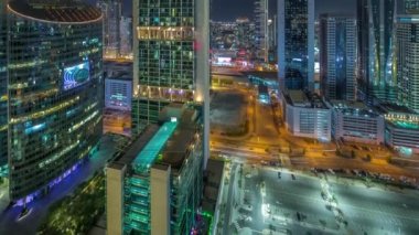 Dubai Uluslararası Finans Merkezi Gökdelenleri Hava Gecesi Zaman Çizelgesi.