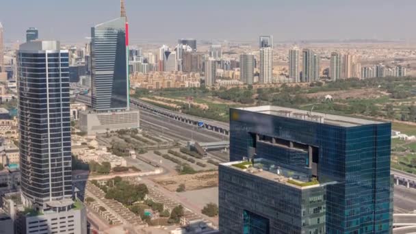 Veduta aerea della città dei media e di al barsha altezze quartiere timelapse zona dal porto turistico di Dubai. — Video Stock