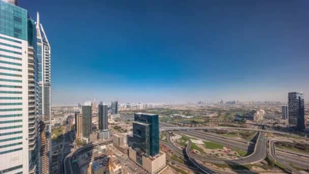 Panorama z lotu ptaka medialnego miasta i obszaru al barsha z przystani w Dubaju. — Wideo stockowe