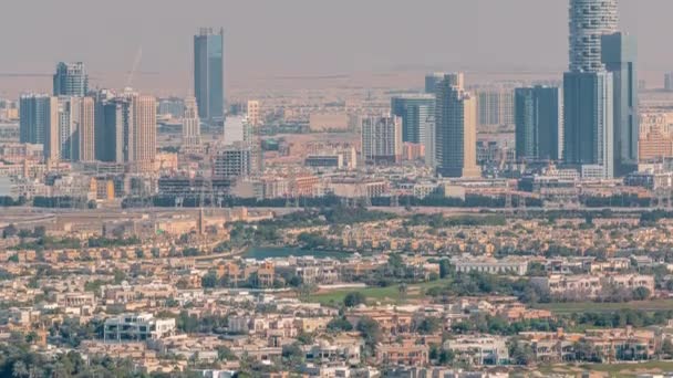 Luchtfoto van Jumeirah Village Circle district timelapse — Stockvideo