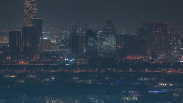 Vista aerea del quartiere Jumeirah Village Circle timelapse notte — Video Stock