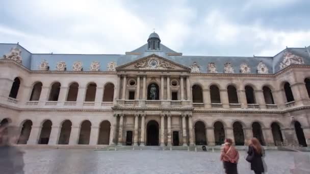 Grote Court of Les Invalides complexe timelapse hyperlapse, Paris, Frankrijk. — Stockvideo