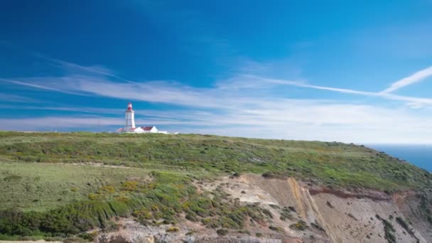 Fyren av Cape Espichel, Visa från templet, Portugal timelapse — Stockvideo