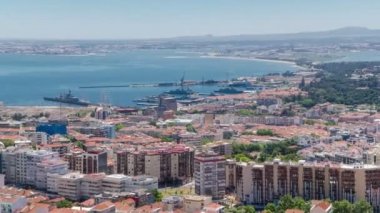 Lizbon Tagus Nehri yakasında, Merkez Portekiz timelapse