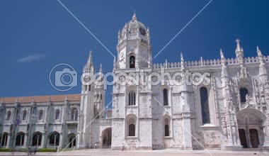 Jeronimos Monastery veya Hieronymites Manastırı Lizbon, Portekiz timelapse hyperlapse içinde yer alır