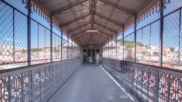 Elevador de Santa Justa, Lisbon, Portugal. Inside view timelapse — Stock Video