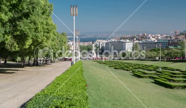 Eduardo VII park ve bahçelerde Lizbon, Portekiz timelapse hyperlapse