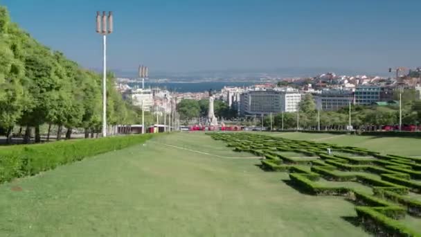 Eduardo Vii park och trädgårdar i Lissabon, Portugal timelapse hyperlapse — Stockvideo