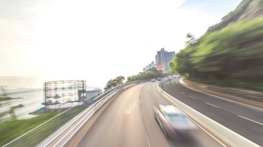 Hong Kong adasının turistik turistik turistik turistik gezilerinden Hong Kong caddelerinin zaman gösterimi. Bulanık hareket