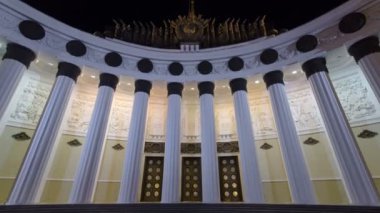 Merkez Pavilion Vdnh VDKNh sergide Moskova Timelapse hyperlapse. Rusya