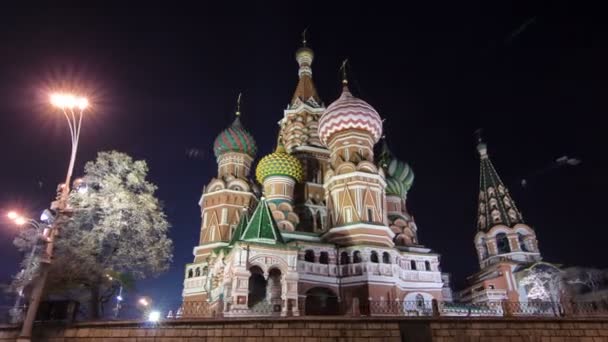 Hiperlapso del lapso de tiempo de la catedral de St. Basils en Moscú, Rusia — Vídeos de Stock